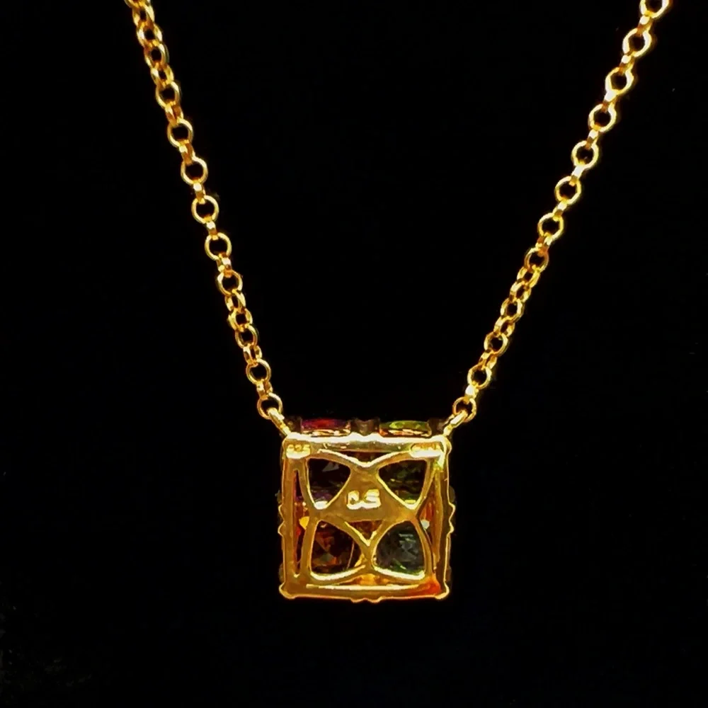 QVC Gold Plated 925 Silver 4 Gemstone Pendant Necklace - Picture 3 of 5